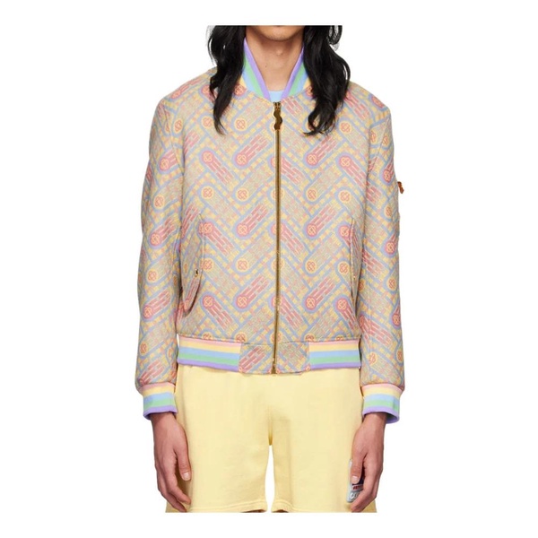 Wool Bomber Jacket with Multicolor Stripes