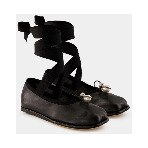 heart toe ballerinas -  - leather - black