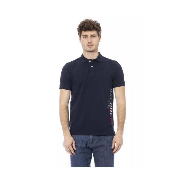 Blue Polo Shirt with Front Embroidery