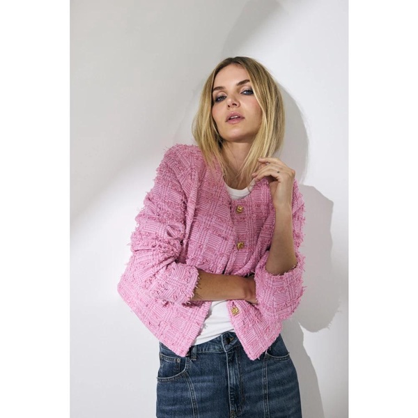 Check Boucle Jacket Cardigan