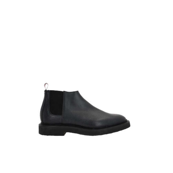 Black Hammered Leather Chelsea Boots