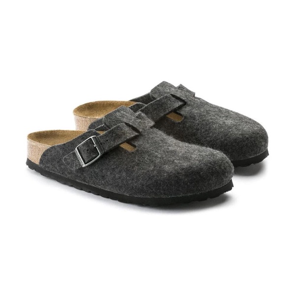 Anthracite Wool Felt Unisex Clogs