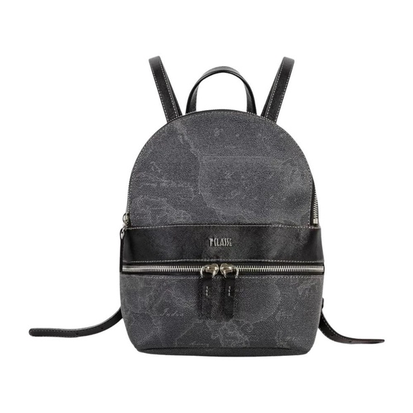 Geo Black Map Print Backpack with Logo