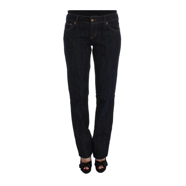 Blue Cotton Straight Fit Stretch Jeans