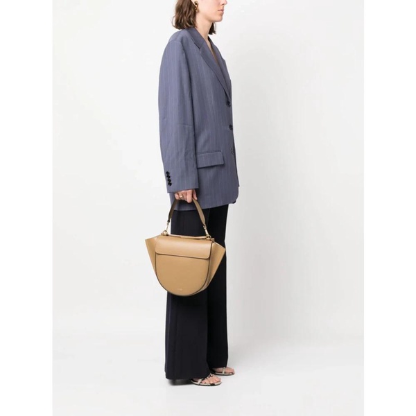 Beige Leather Bag with Magnetic Closure