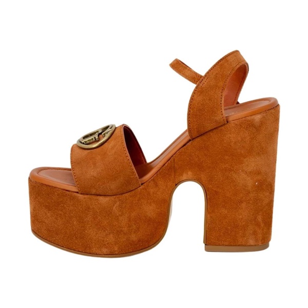 Brown Platform Sandals with Buckle