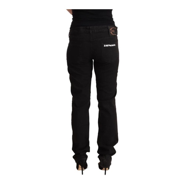 Black Mid Waist Denim Cotton Skinny Jeans