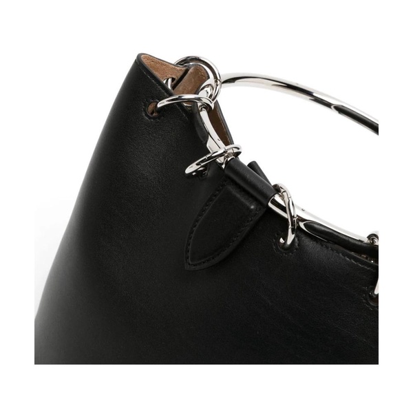 Black Leather Bucket Bag Ring Detailing