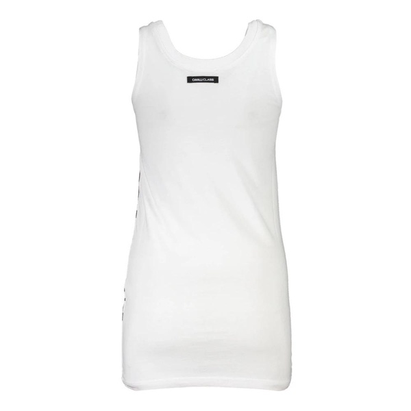 White Cotton Tank Top with Print