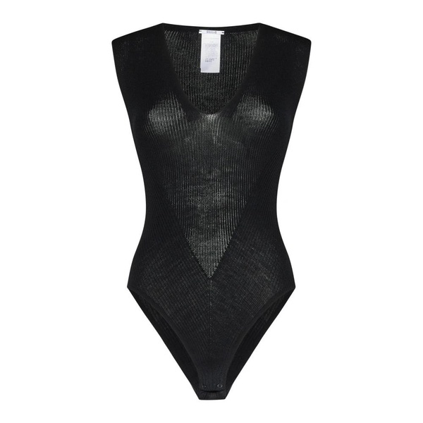 Black Rib Net Body Top