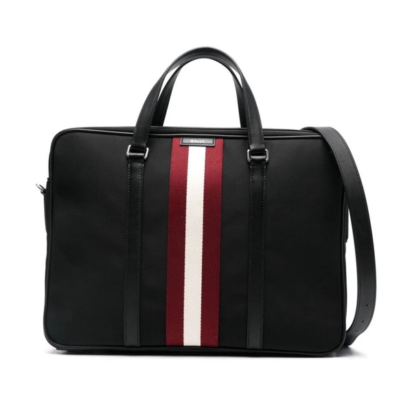 Leather Trim Logo Patch Top Handle Bag