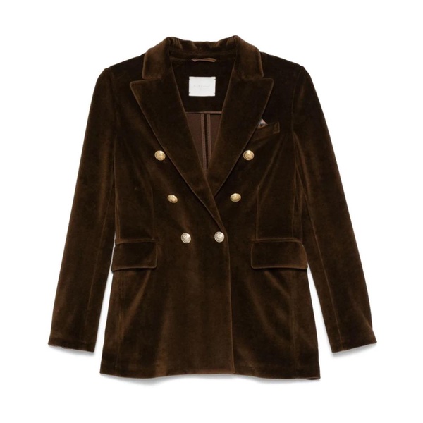 Brown Velvet Blazer Peak Lapels