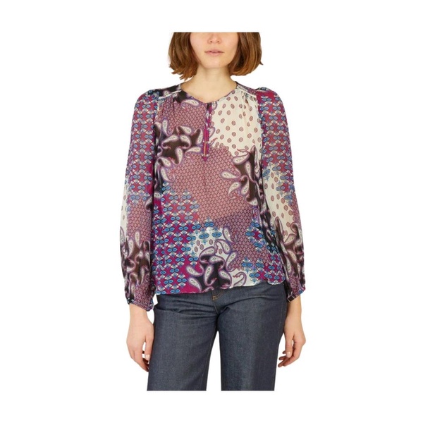 Violet Flowing Cut Blouse with Shoulder Cut-Outs