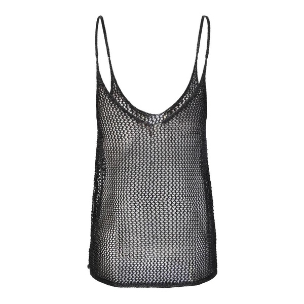 Black Tank Top with Metallic Threading