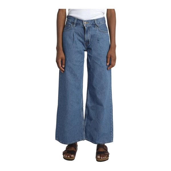 Blue Denim Trousers with Pleats