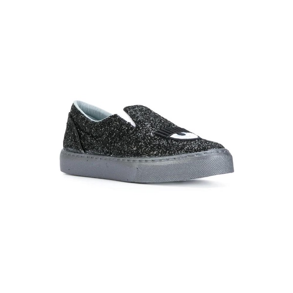 Black Slip On Lips Stylish Shoes