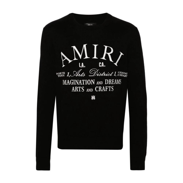 Black Cotton Knit Sweater Embroidered