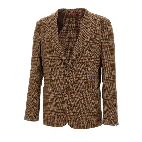 Brown Wool Blazer Houndstooth Pattern