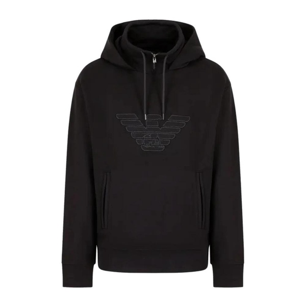 Black Sweatshirt with Eagle Logo Hoodie