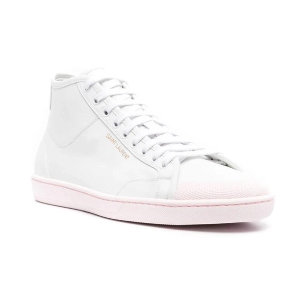 White/Rose Logo Mid-Top Sneakers