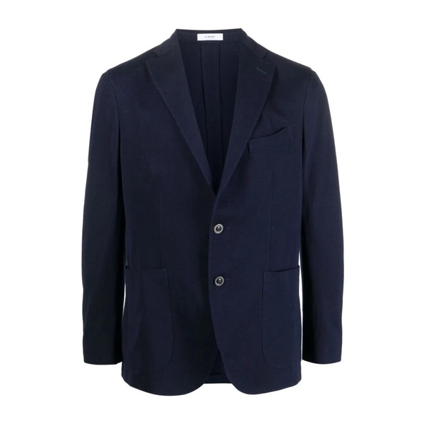 Blue Cotton Single-Breasted Blazer