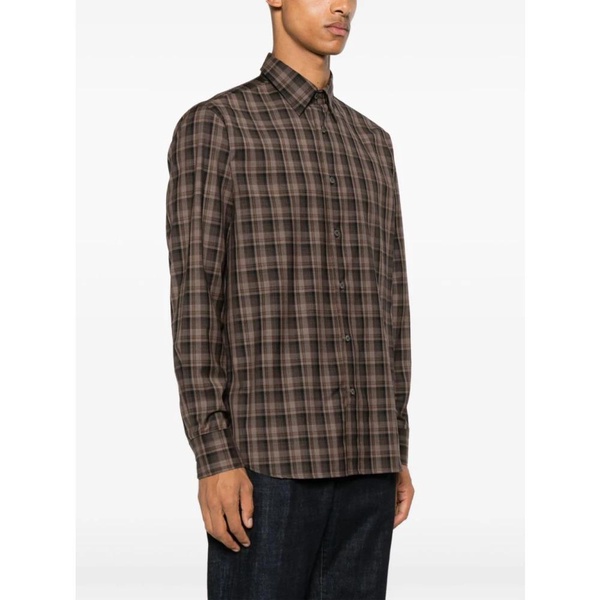 Plaid Tartan Shirt Brown Wool