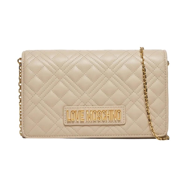 Quilted Shoulder Bag Ivory Synthetic Leather