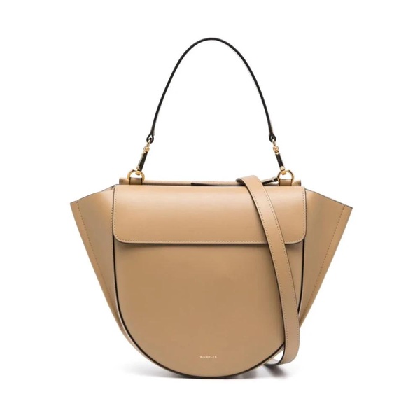 Beige Leather Bag with Magnetic Closure