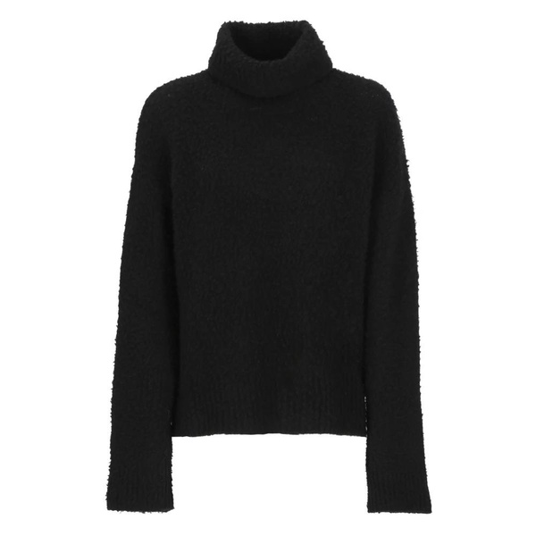 Black Wool Blend High Neck Sweater