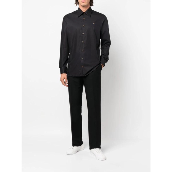 Black Orb-Embroidered Cotton Shirt