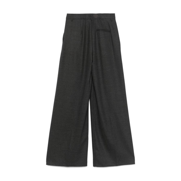 Grey Wool Blend Palazzo Trousers