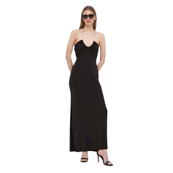 Black Ruched Halter Neck Dress