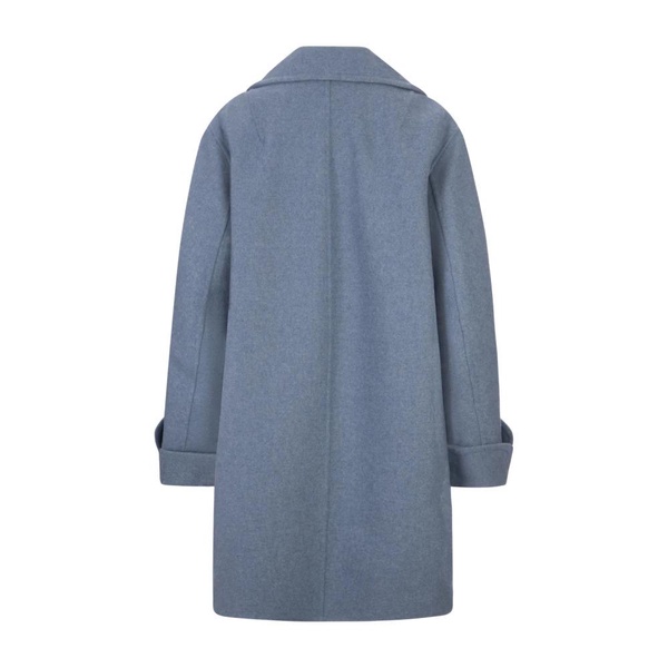 Blue Wool Blend Single-Breasted Coat