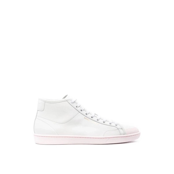 White/Rose Logo Mid-Top Sneakers