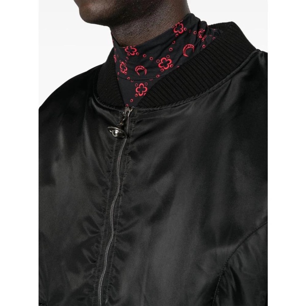 Black Embroidered Logo Zip Coat