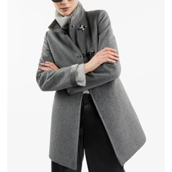 Anthracite Wool Blend Coat with Velvet