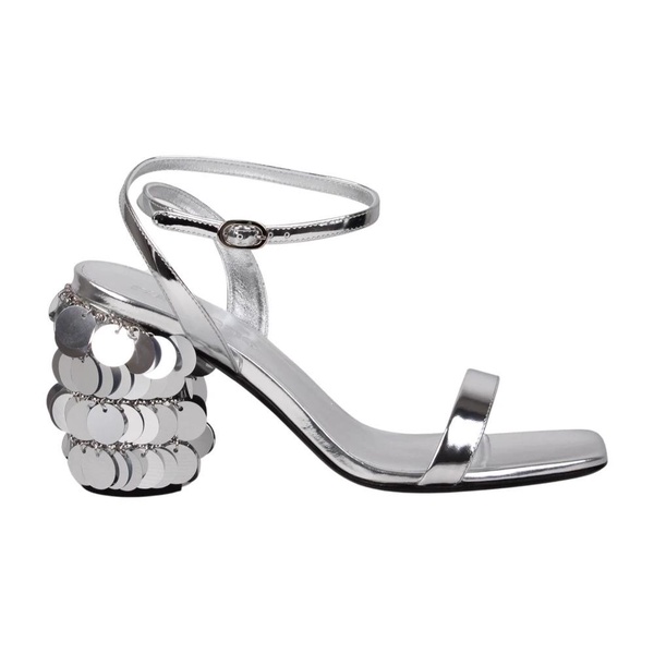 Silver Sequin Heeled Sandals