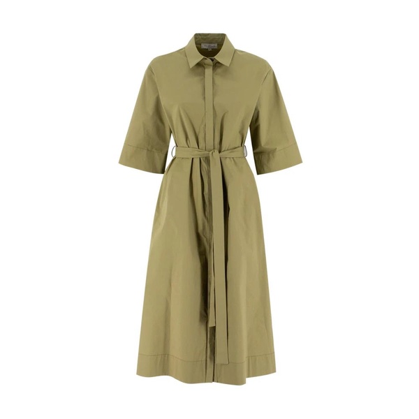 Stretch Cotton Dress with Concealed Button Fastening