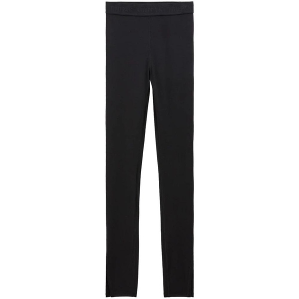 Black Stretch Trousers with Logo Waistband