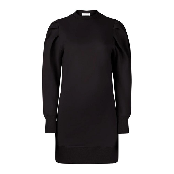 Black Ruched Sleeve Sweater Dress