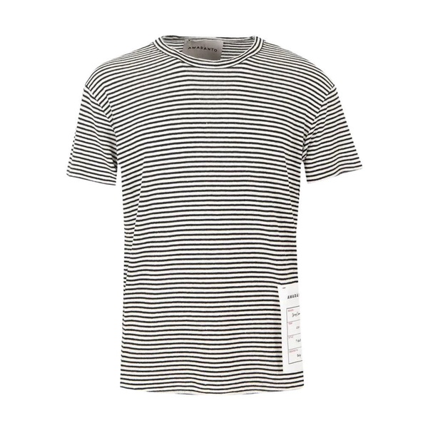 Striped Cotton Linen Crewneck T-shirt