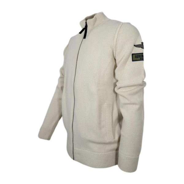 Mens Full Zip Cardigan with Dedicated Patch - Beige