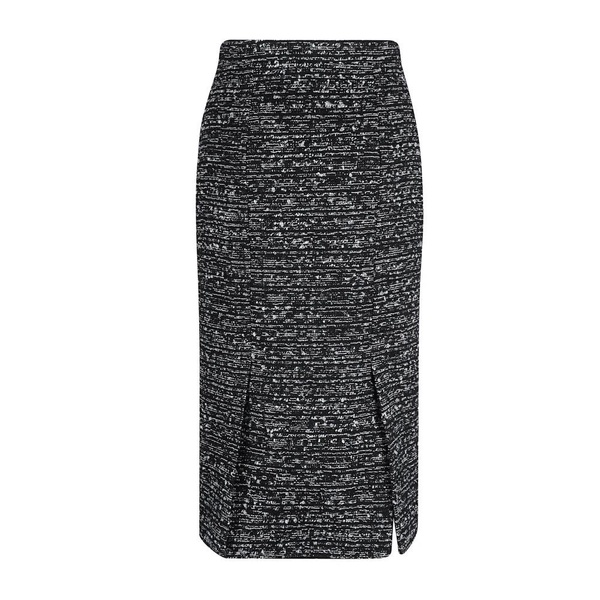 Black Tweed Pencil Skirt High Waist