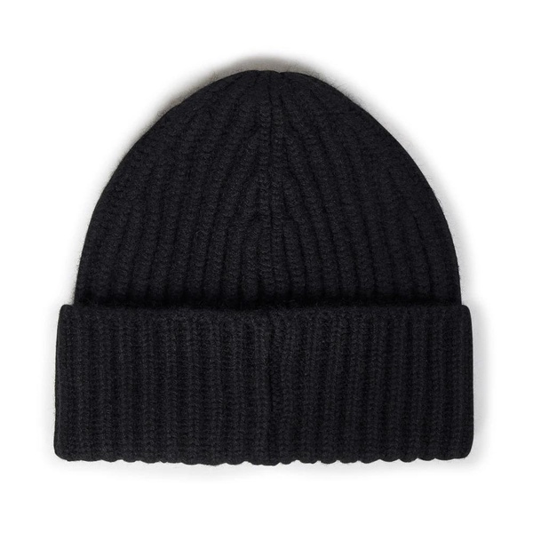 Cashmere Black Fisherman's Rib Knit Hat