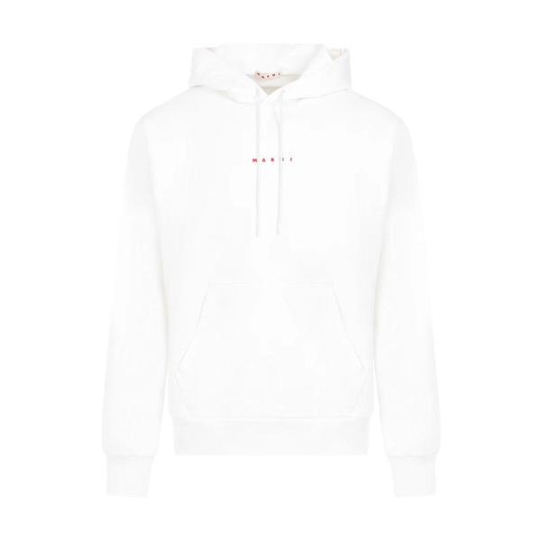 White Cotton Sweatshirt with Hood