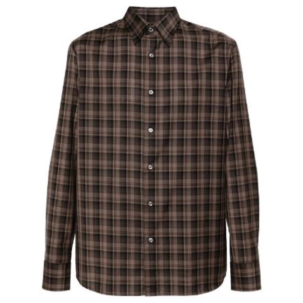 Plaid Tartan Shirt Brown Wool