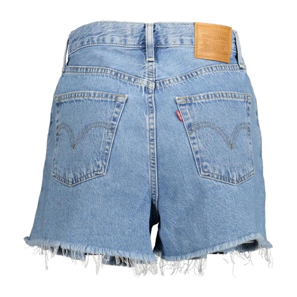 Cotton Denim Shorts with Fringed Hem