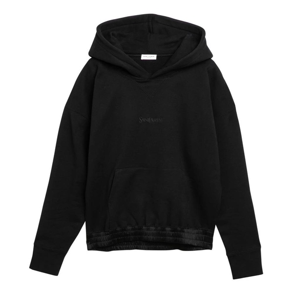 Logo Embroidery Hoodie Sweatshirt Black