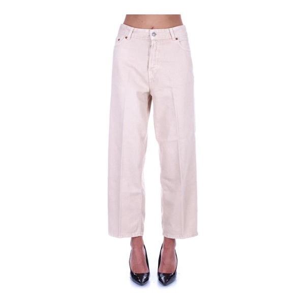 Beige Trousers with Button and Zipper