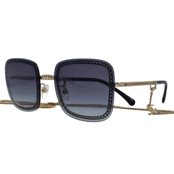 Vintage Square Sunglasses with Chain Detail